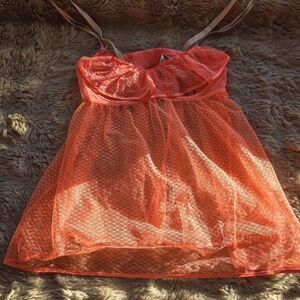 Brand New Vs Sheer Coral Babydoll Dress